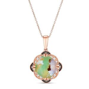 14k Levian Strawberry Gold Vanilla Chocolate Peacock Clover Pendant Necklace